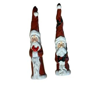 2 Vintage Skinny Tall Santa Claus Figurines. 7" tall. Christmas/Holiday Decor.